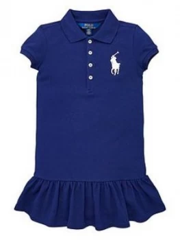 Image of Ralph Lauren Toddler Girls Big Pony Peplum Dress - Navy, Size 2 Years, Women