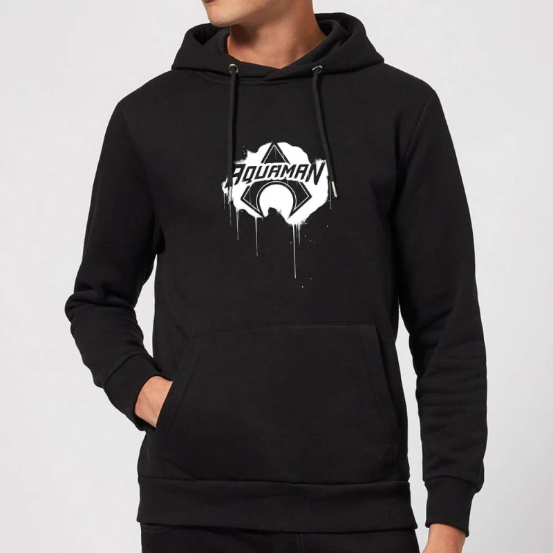 Image of Justice League Graffiti Aquaman Hoodie - Black - XL