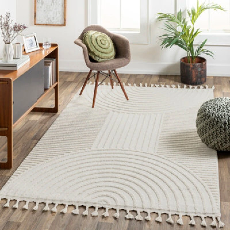 Image of Livabliss Scandi Geometric High Pile Ivory Matilda Area Rug 120 X 170 Cm - Easy Care, Non Shedding, Ideal For Living Room & Bedroom