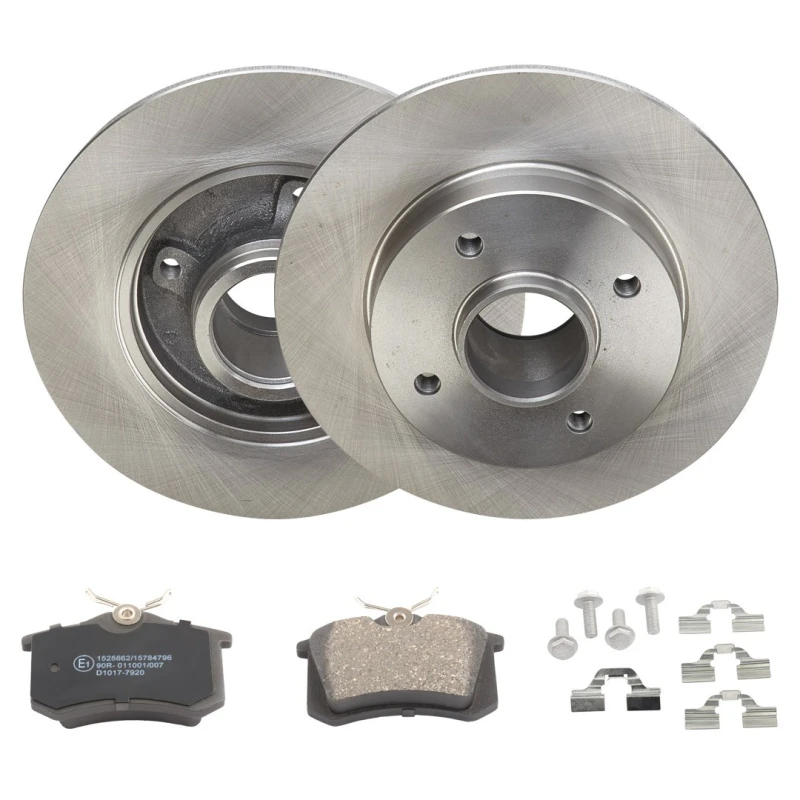 Image of RIDEX 3405B2182 Brake disc and pads set Rear Axle, Brake Disc Type: Solid, not prepared for wear warning indicator Brake Set,disc brakes (3405)