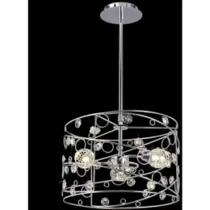 Image of Diyas - Sorrento Ball pendant light 3 Bulbs polished chrome / crystal