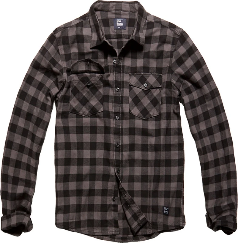 Image of Vintage Industries Harley Shirt Flanel Shirt charcoal Black 3XL Men