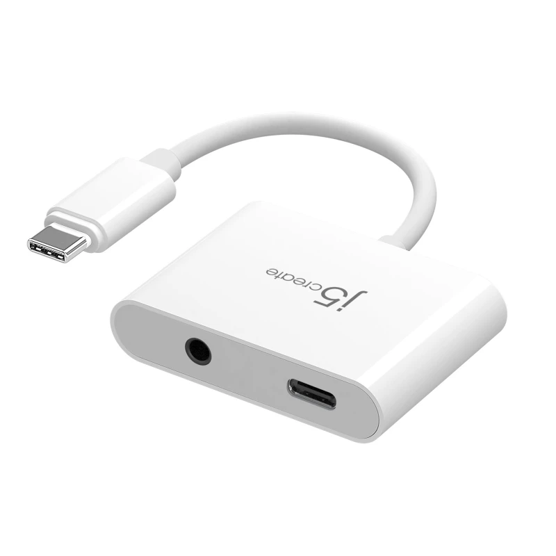 Image of j5 create j5create JCA122 USB-C to 3.5mm Audio Adapter with Power Delivery, Black JCA122-N