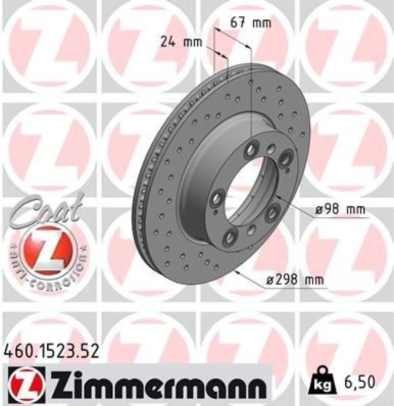 Image of ZIMMERMANN Brake disc ZIMMERMANN 460.1523.52