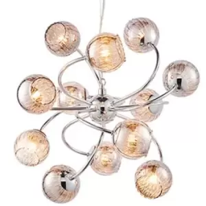 image of Hanging Ceiling Pendant Light CHROME & GLASS 12 Light Lamp Bulb Holder Fitting