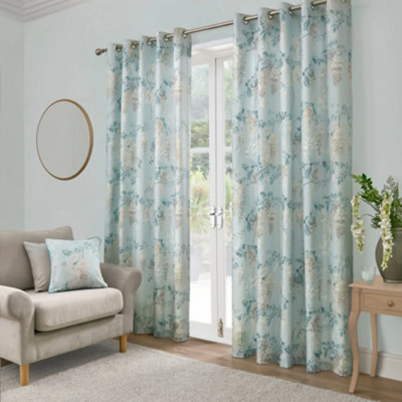 Image of Dreams & Drapes Wisteria Pair of Eyelet Curtains Duck Egg - Dreams & Drapes - Size: 167 x 229cm Duck Egg 167 x 229cm WB80810