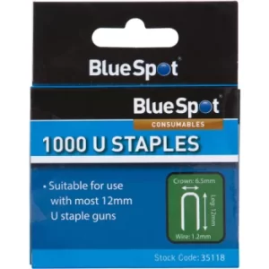 Image of BlueSpot 35118 1000 Piece 12mm U-Staples