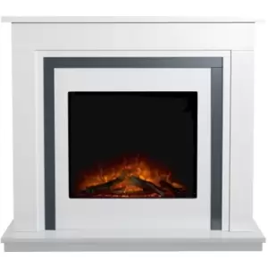 image of Adam - Brentwood Fireplace in Pure White & Grey with Ontario Electric fire, 43 Inch