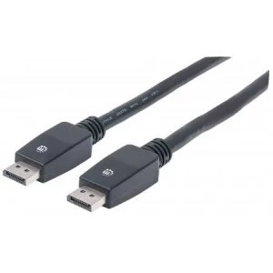 Image of Manhattan DisplayPort Cable v1.1 4K@60Hz 7.5m Male to Male With Latches Fully Shielded Black Lifetime Warranty Polybag