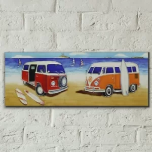 image of 2 campervans at the beach 6x16 Tile