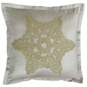 image of Wonderland Snowflake Cushion Champagne