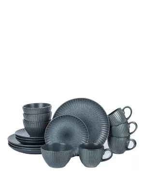 Image of Waterside 16 Piece Textured Reactive Glaze Dinner Set