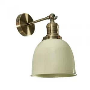 image of Wilhelm Antique Brass Style Wall Light with Cream Shade