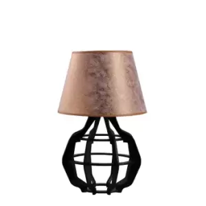 image of Bento Table Lamp With Round Tapered Shade Black, Copper, 30.5cm, 1x E27