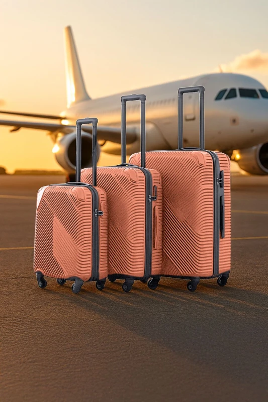 Image of Neo 3 Piece Hard Shell Luggage Suitcase Set Rose Gold