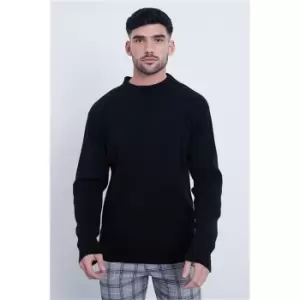 image of I Saw It First Black Ribbed Detail Roll Neck Jumper - Black