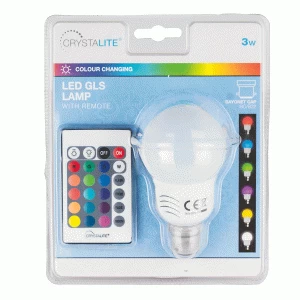 Image of Status Crystalite Colour-Changing LED GLS 3W BC Bulb Kit