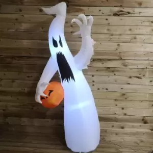 Image of 8ft 2.4m Inflatable Light Up Halloween Spooky Ghost Holding Pumpkin