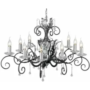 image of 10 Bulb Handmade Chandelier Hanging Pendant LIght Black Silver LED E14 60W Bulb