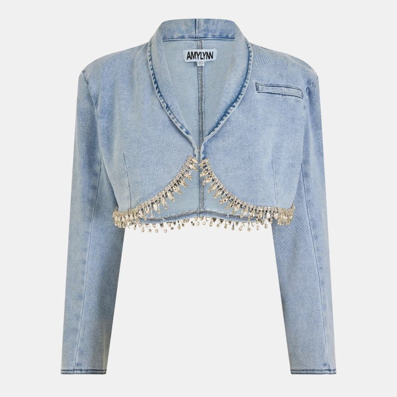 Image of AmyLynn Womens 's Structured Denim Jacket Blue female 6 (XS)
