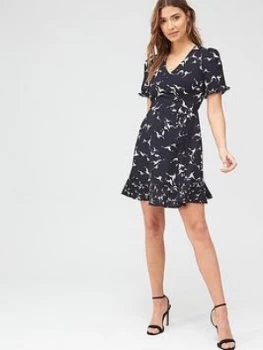 Image of Oasis Shadow Bird Shift Dress - Multi Blue , Multi Blue, Size 16, Women