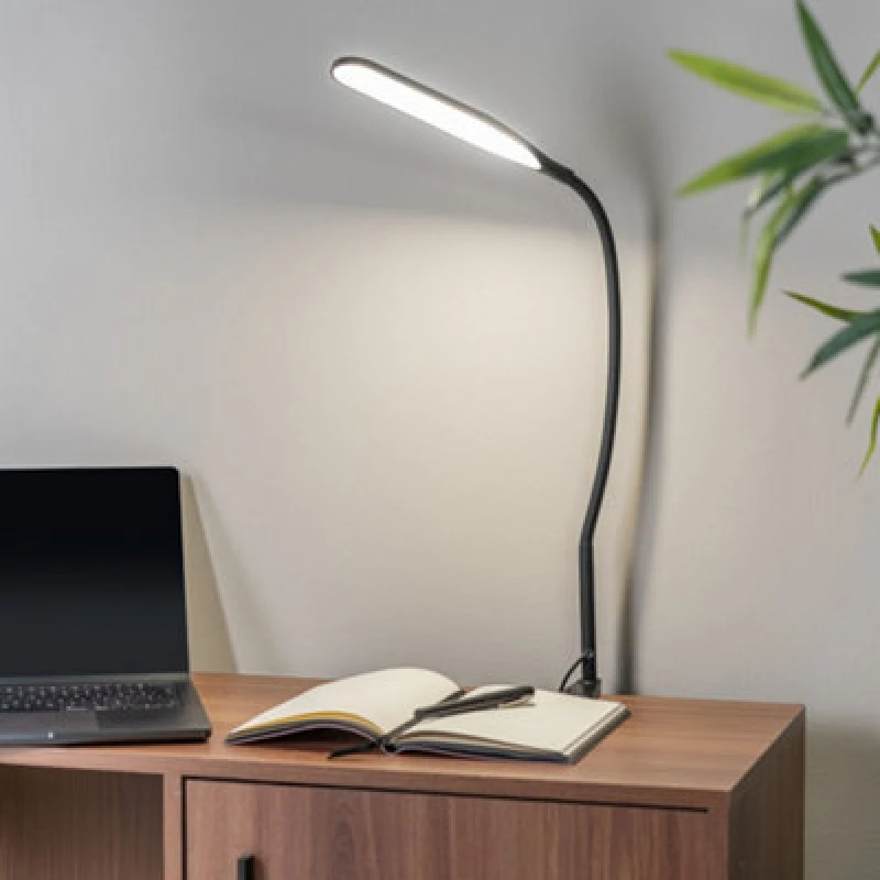 Image of ValueLights Daylight Adjustable Reading Task LED Desk Lamp With Clamp in Black Black