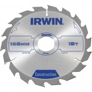 Image of Irwin ATB Construction Circular Saw Blade 165mm 18T 30mm
