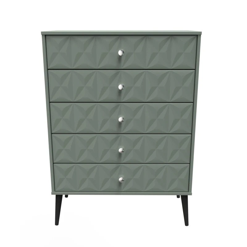 Image of Toledo 5 Drawer Chest In Reed Green (Ready Assembled)