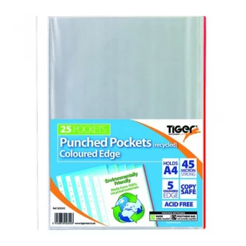 image of Punched Pockets Recycled Coloured Edge Pack of 10 302342