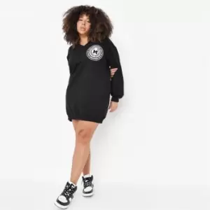 Missguided Plus V Neck Graphic Sweater Dress - Black