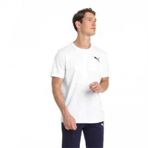 image of PUMA Mens Essentials Small Logo T-Shirt, White/Cat, Clothing