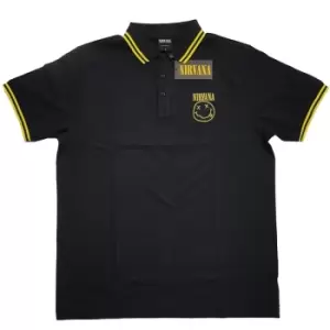 Image of Nirvana - Smiley Unisex XX-Large Polo Shirt - Black