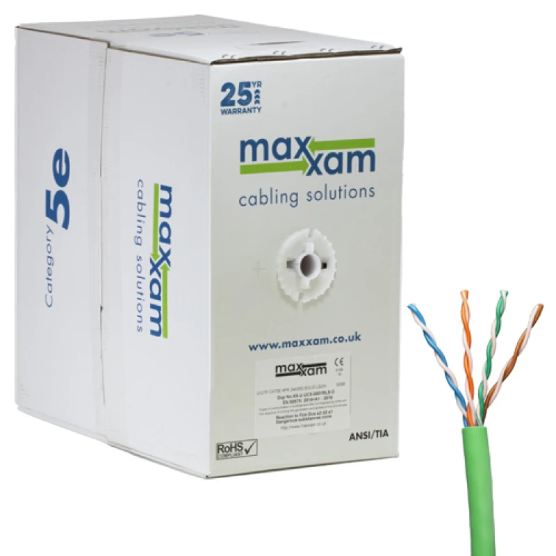 Image of Cablenet Cat5e Green U/UTP LSOH 24AWG Solid CPR Dca Cable 305m Reelex