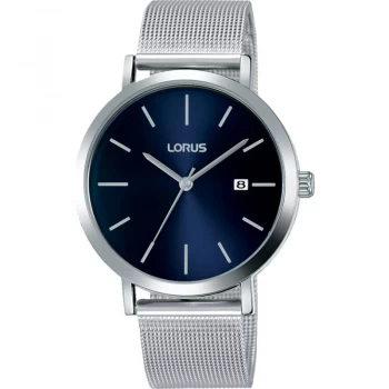 image of Lorus RH941JX9 Mens Mesh Bracelet Watch with Sunray Blue Dial