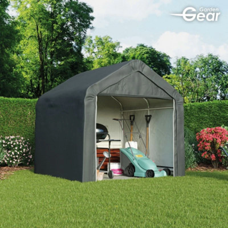 Image of Garden Gear Outdoor Portable Shed/garage For Storage, Heavy Duty Galvanised Steel Frame Polyethylene Cover With Apex Roof (8ft X 8ft)