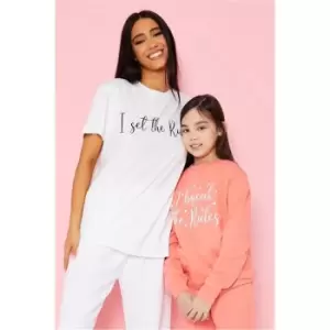 I Saw It First Coral I Break The Rules Girls Slogan Sweatshirt - Pink