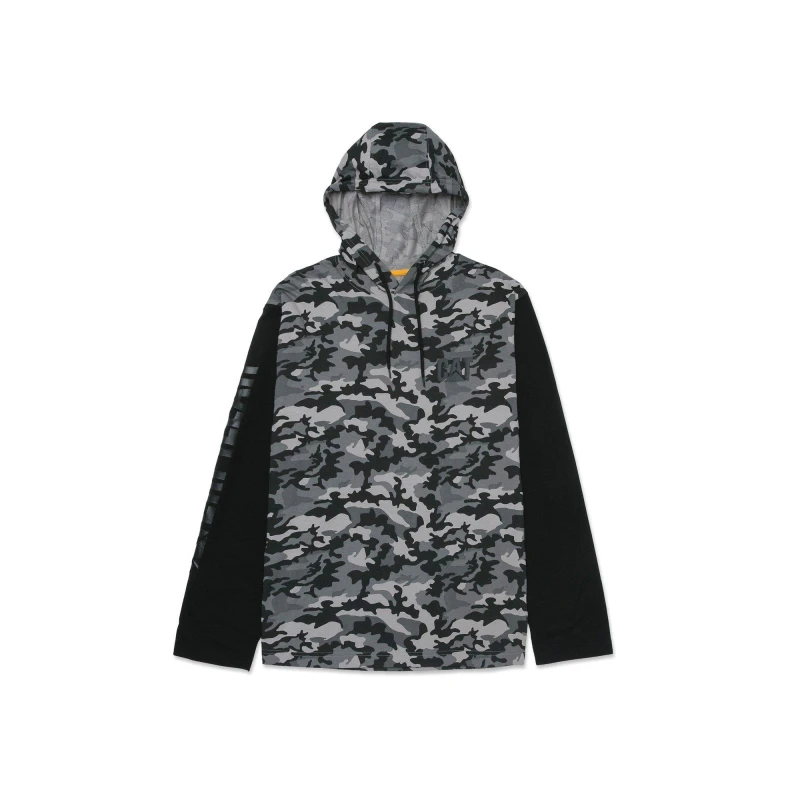 Image of CAT Mens Hooded Breathable Long Sleeve T Shirt Hoodie S - Chest 34-37' (87 - 94cm) Stone Camo CAT759-STCAM-S
