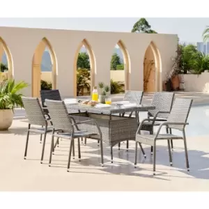 Image of Antigua Outdoor Dining Set 6 Seat Grey