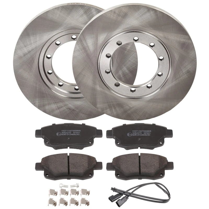 Image of RIDEX 3405B1898 Brake disc and pads set Rear Axle, Brake Disc Type: Solid, incl. wear warning contact Brake Set,disc brakes (3405)