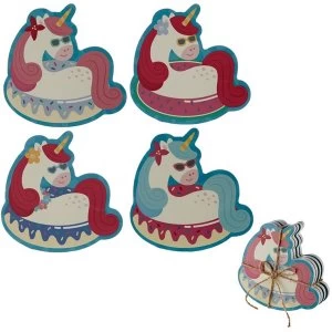 image of Vacation Vibes Unicorn Set of 4 Novelty Coasters