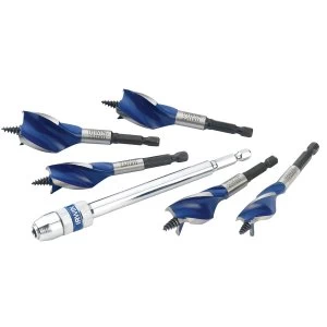 image of Irwin 6X Blue Groove Stubby Wood Bit Set - 5 Piece