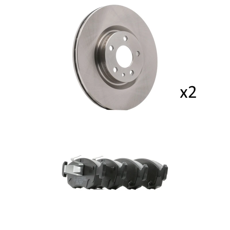 Image of RIDEX 3405B2808 Brake disc and pads set Front Axle, Brake Disc Type: internally vented, with acoustic wear warning Brake Set,disc brakes (3405)