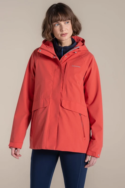 Image of Craghoppers Womens Caldbeck Wind-Resistant AquaDry Waterproof Jacket in Dark Red Size: 18 Dark Red Female 18