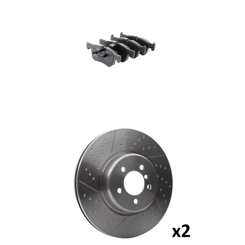 Image of RIDEX 3405B2059 Brake disc and pads set Front Axle, Brake Disc Type: slotted/perforated, prepared for wear warning indicator Brake Set,disc brakes (3