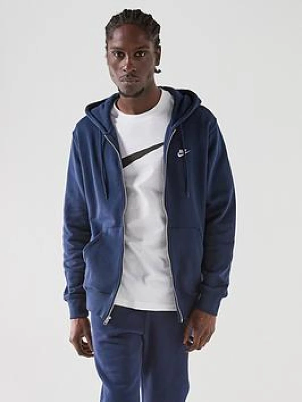 Image of Nike Sportswear Club Fleece Mens Full-Zip Hoodie - Blue Male M