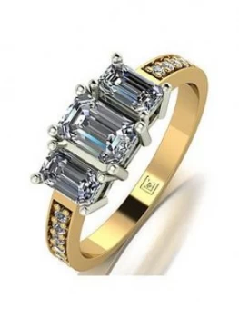 Moissanite Lady Lynsey 9Ct Gold 1.20Ct Shoulder Set Emerald Cut Trilogy Ring