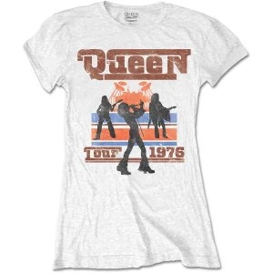 Image of Queen - 1976 Tour Silhouettes Womens Large T-Shirt - White