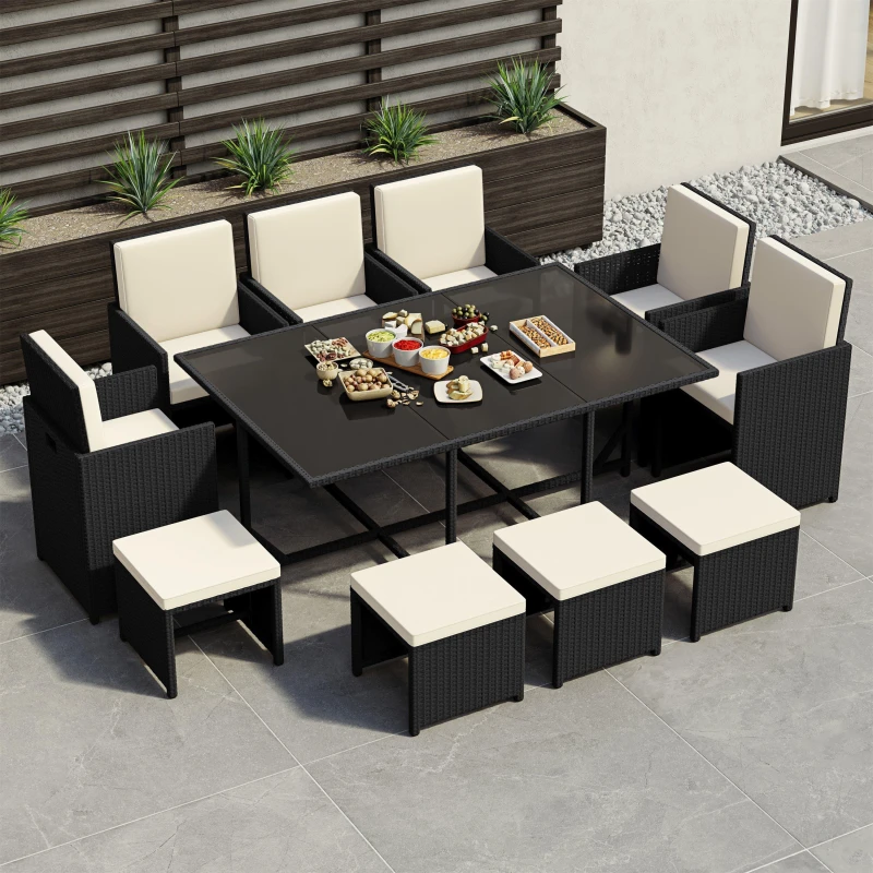 Image of Lassic Garden Vida Cuba 10 Seater Rattan Set + Cover Black unisex One Size