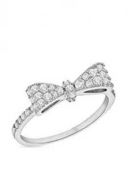 image of The Love Silver Collection Sterling Silver Cubic Zirconia Bow Ring