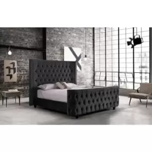 Image of Harmony Upholstered Beds - Plush Velvet, Small Double Size Frame, Black - Black